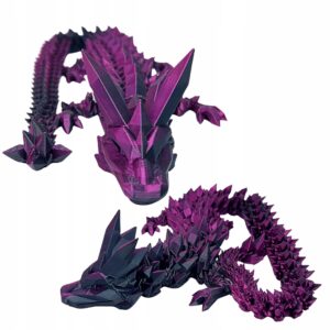 Smok Kryształowy 3D Mistic Purple Figurka Przegubowa 54 cm dekoracja pokoju